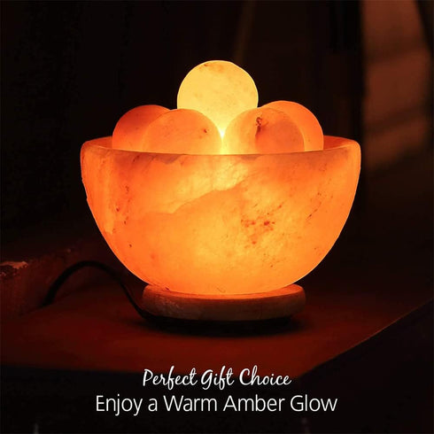 Salt Lamp Bowl With Salt Massage Ball | HIMALAYAN GLOW